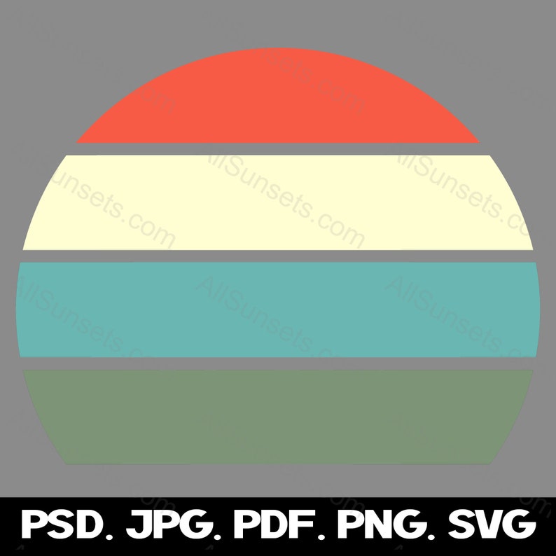 4 Color Retro Sunset Svg Png Jpg Pdf Psd File Types Clipart - Etsy