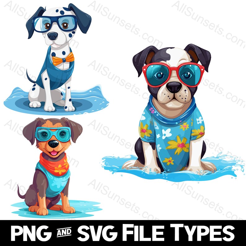 Dogs Wearing Sunglasses SVG PNG File Types 12 Pack Pitbull Chihuahua ...