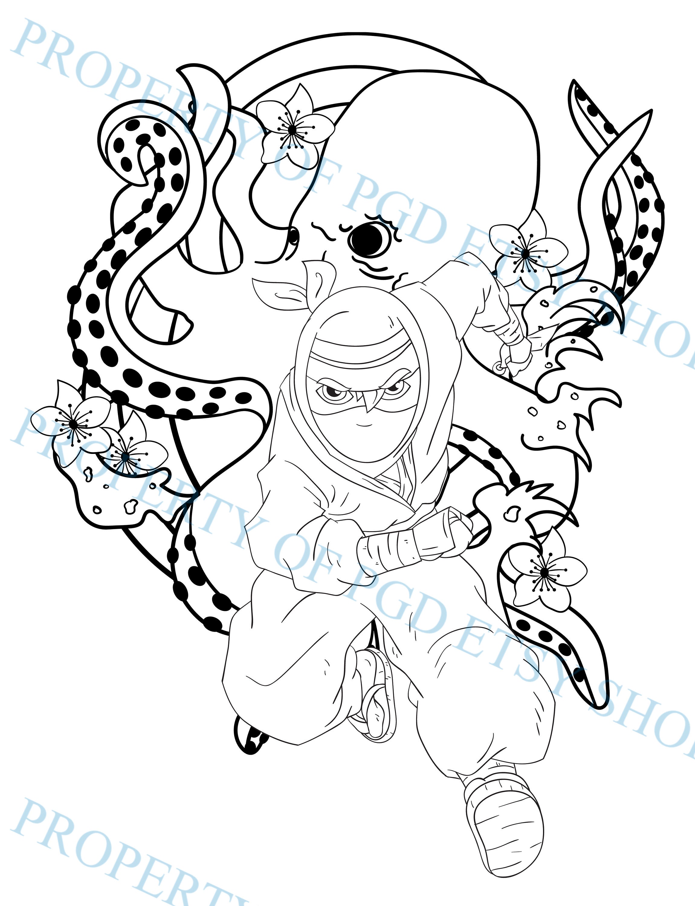 Ninja Japanese Warrior Coloring Book for Kids and Adults | Etsy