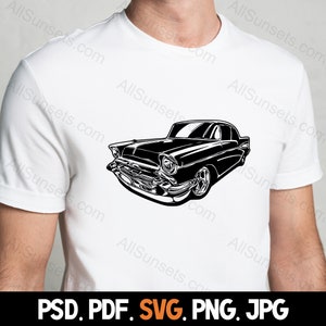 1950s Classic Car SVG Vintage 50s Vehicle Antique Automobile Clipart png psd jpg pdf Files Commercial Print On Demand Use