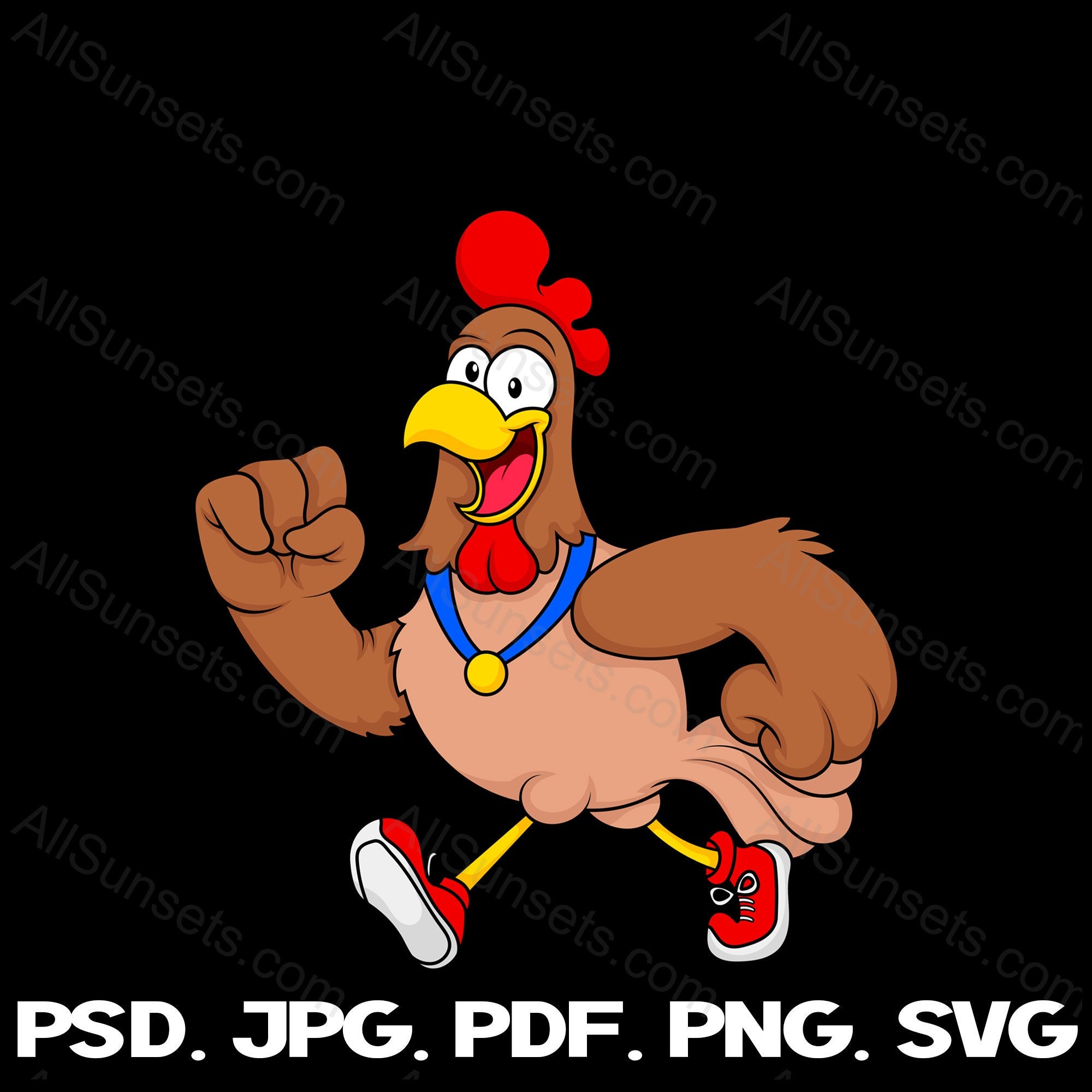 Chicken Running Svg Png Pdf Psd Jpg File Types Rooster Jogging Walker ...
