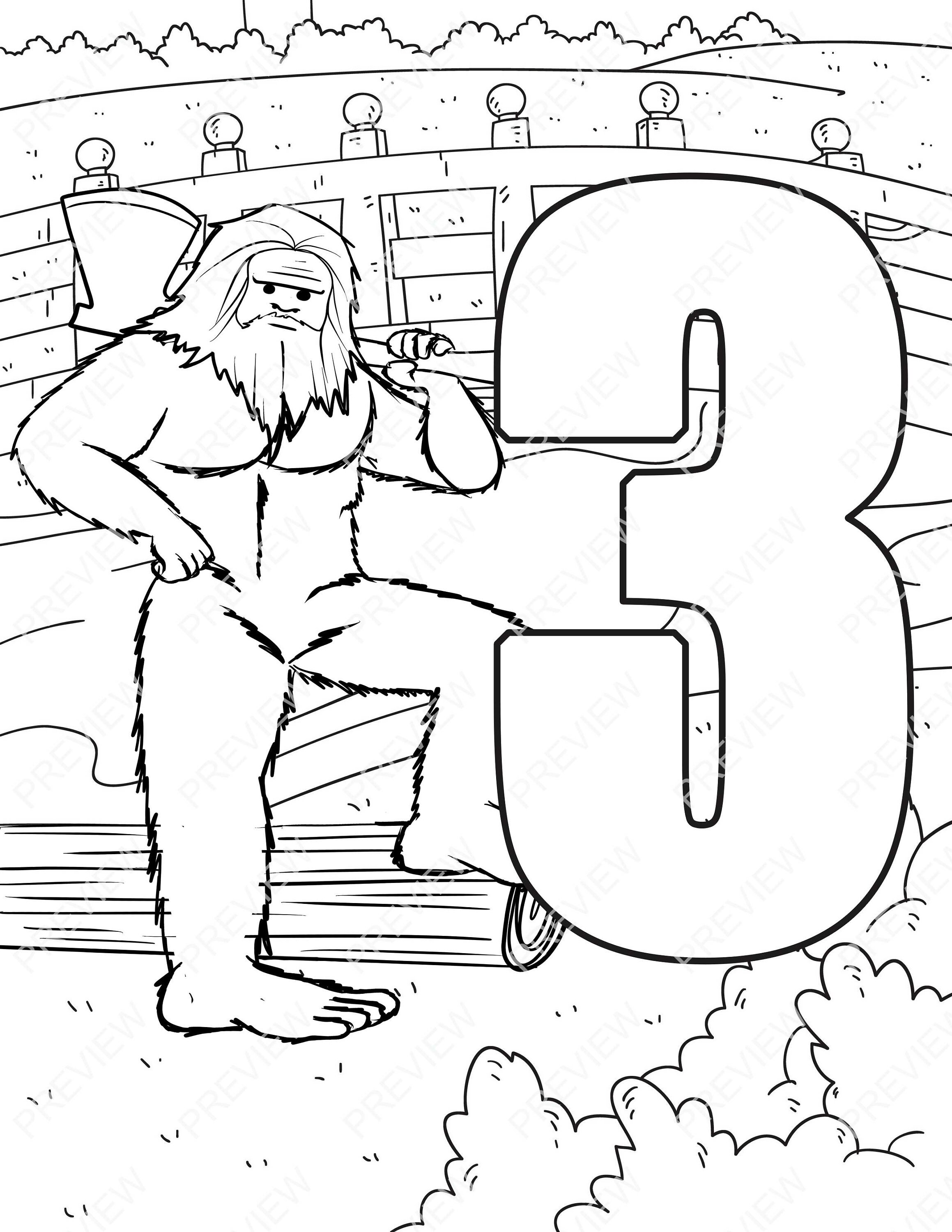 KDP Bigfoot 09 Numbers Coloring Pages Sheets PDF 10