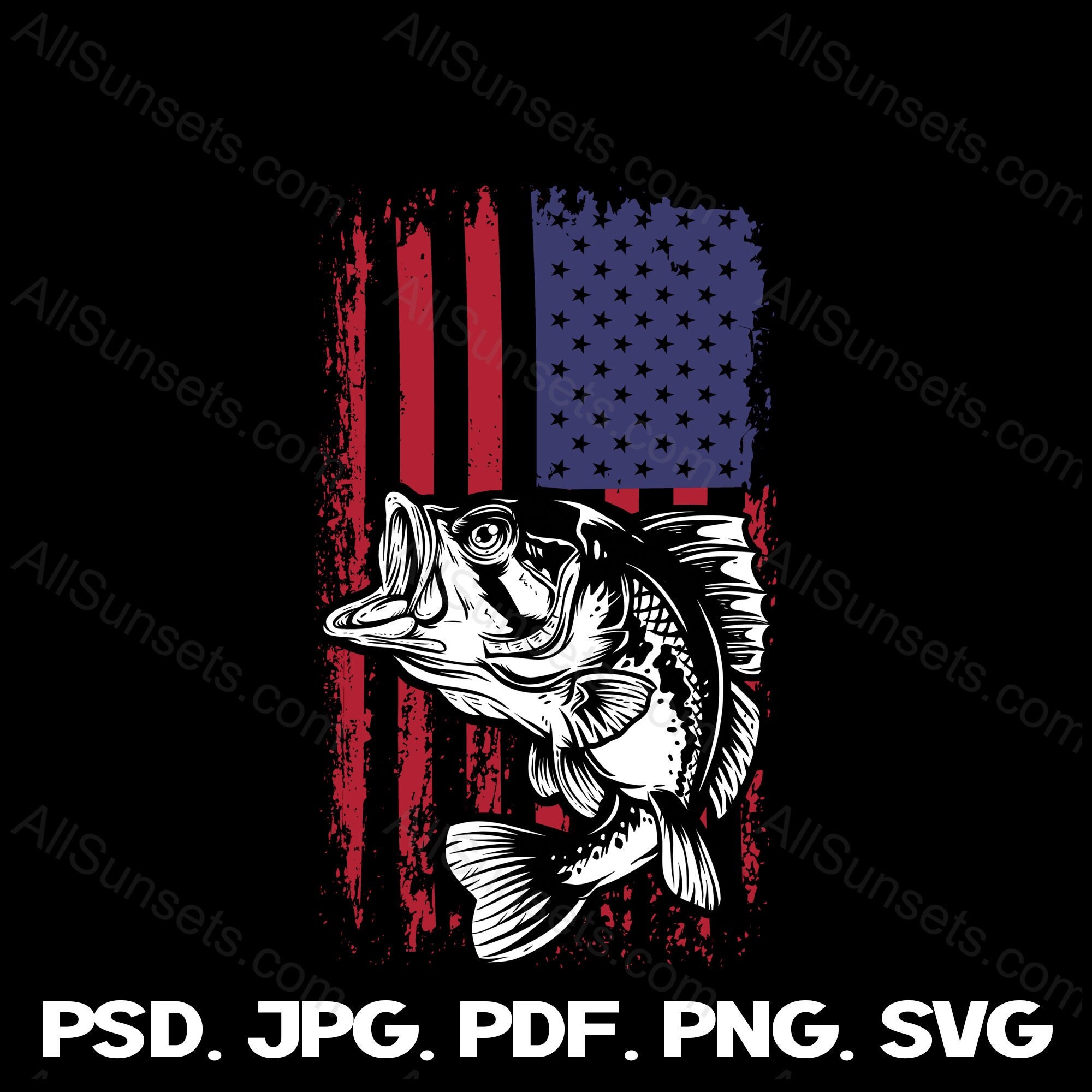 Bass Fishing Club Bass Fish on American Flag Background Design Element  for T Shirt Poster Card Banner Stock Vector  Illustration of concept  label 249272344