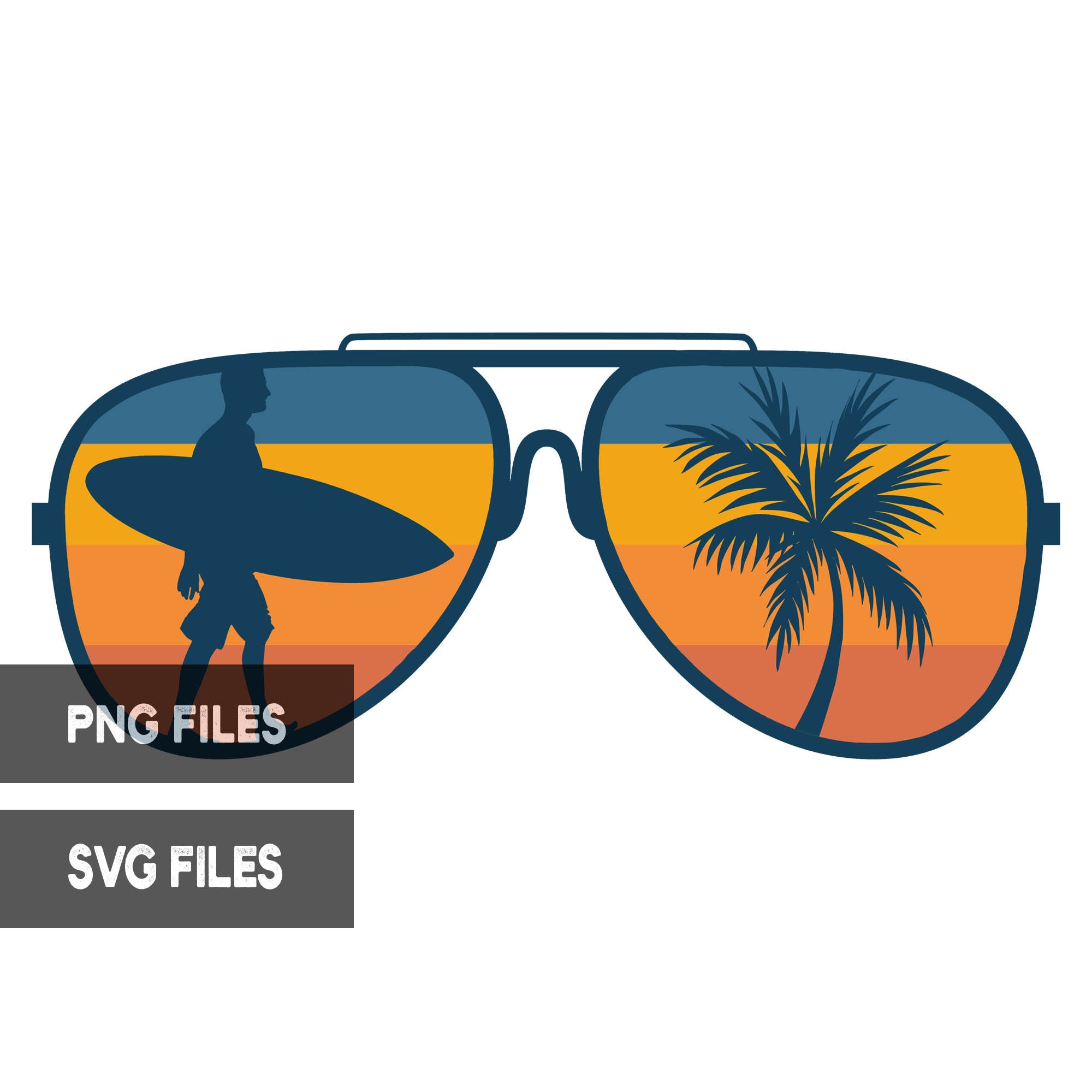 Male Surfing Palm Tree Retro Sunset Sunglasses PNG SVG Cut | Etsy