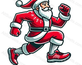Santa Running Clipart Svg Png Jpg Pdf Psd Tipi di file Divertimento per le vacanze di Natale Corsa di Babbo Natale 5K Uso domestico o commerciale per la stampa su richiesta