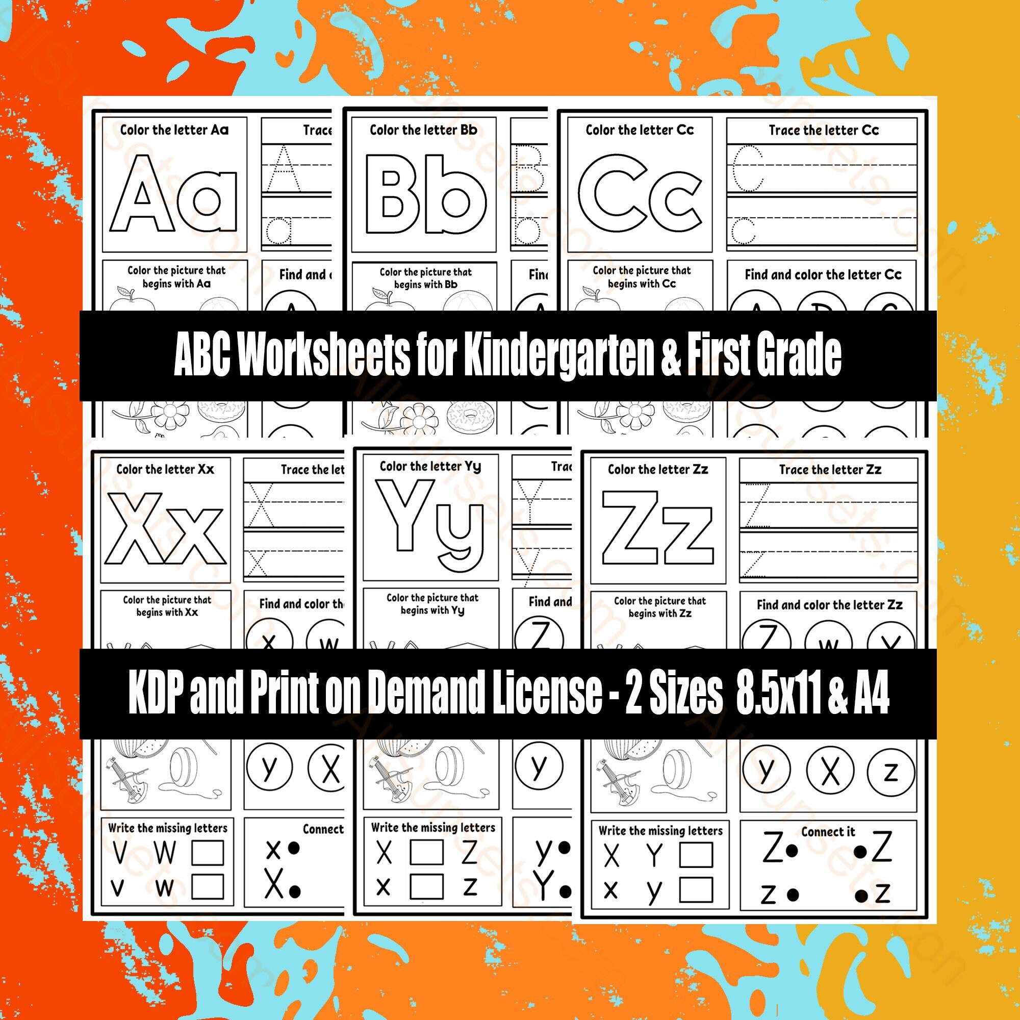 kdp alphabet worksheets for kindergarten first grade pages etsy australia