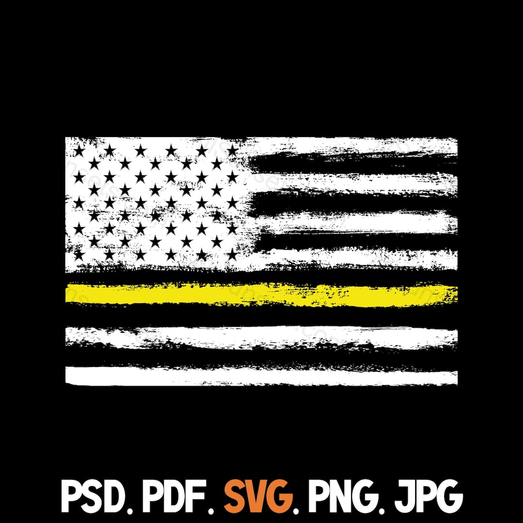 American Flag Yellow Line Svg Png Jpg Pdf Psd File Types Security