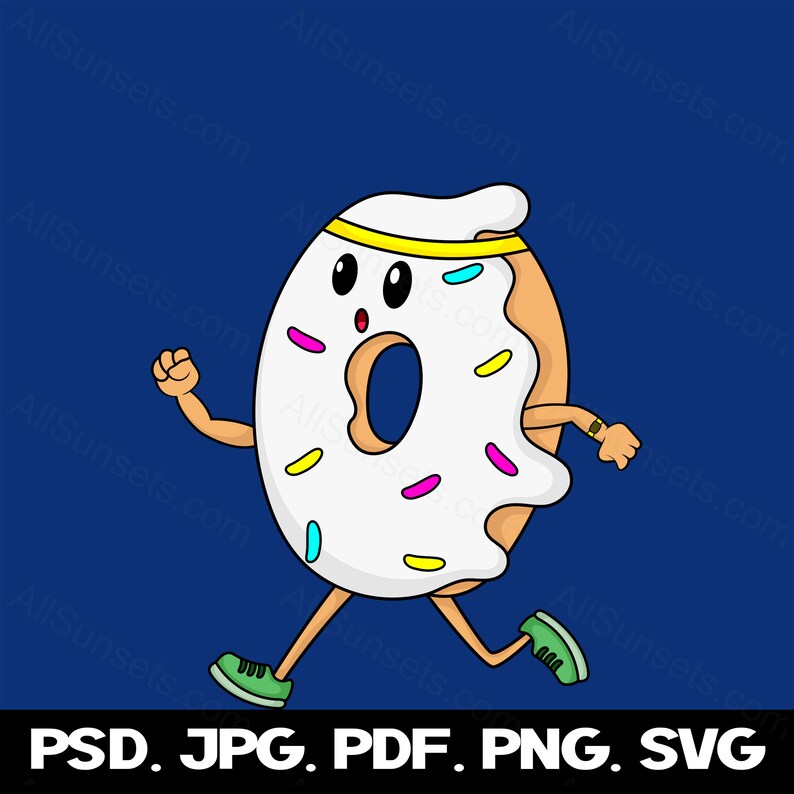 Frosted Donut Running Exercise Fitness svg png pdf psd jpg Files Clipart Getting Healthy Jogging 5K Headband Health Cricut Commercial Use