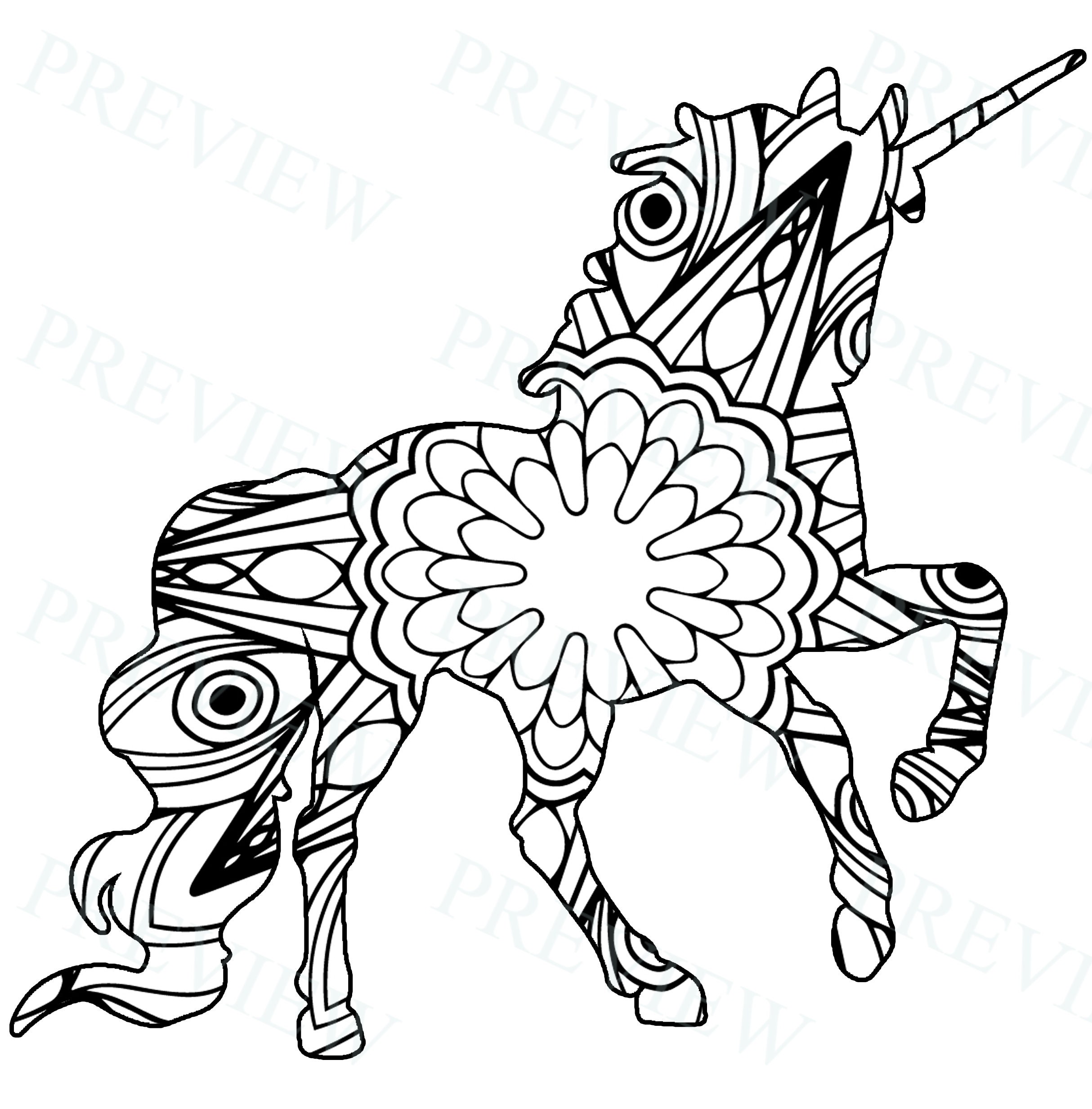10 Mandala Unicorn Mandala Coloring Pages Commercial License | Etsy
