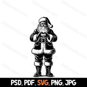 Sylwetka serca Świętego Mikołaja SVG png psd jpg pdf Typy plików Gest dłoni Bożego Narodzenia Wektor Dom lub komercyjne zastosowanie do druku na żądanie