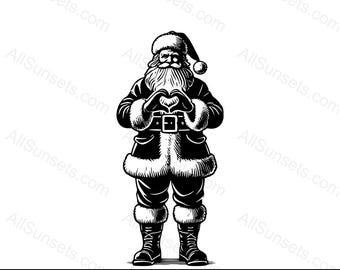 Babbo Natale Cuore Silhouette SVG png psd jpg pdf Tipi di file Gesti delle mani di Natale Vettore Uso domestico o commerciale per la stampa su richiesta