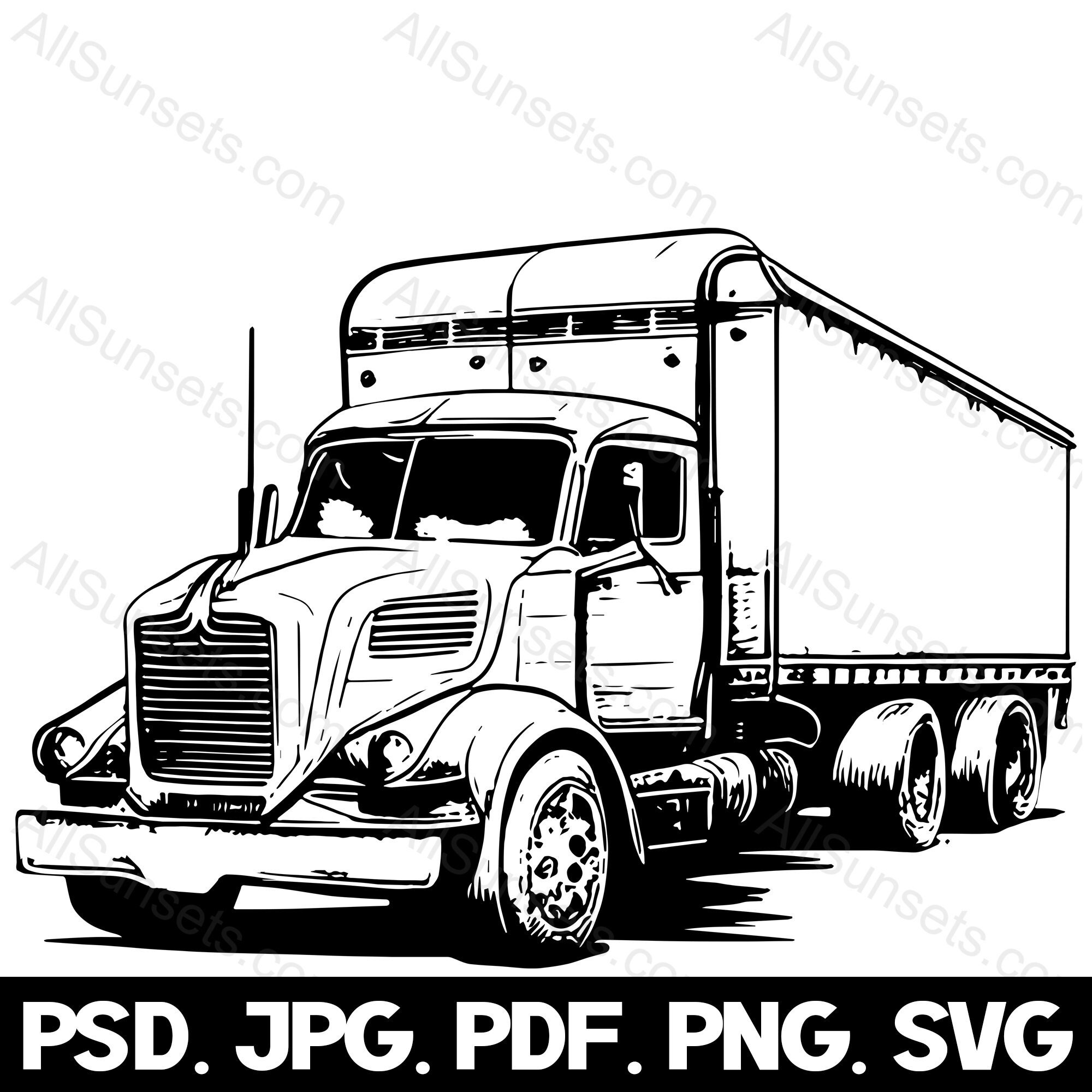 Semi Truck Cargo Box Svg Png Jpg Psd Pdf File Types Moving Van Etsy