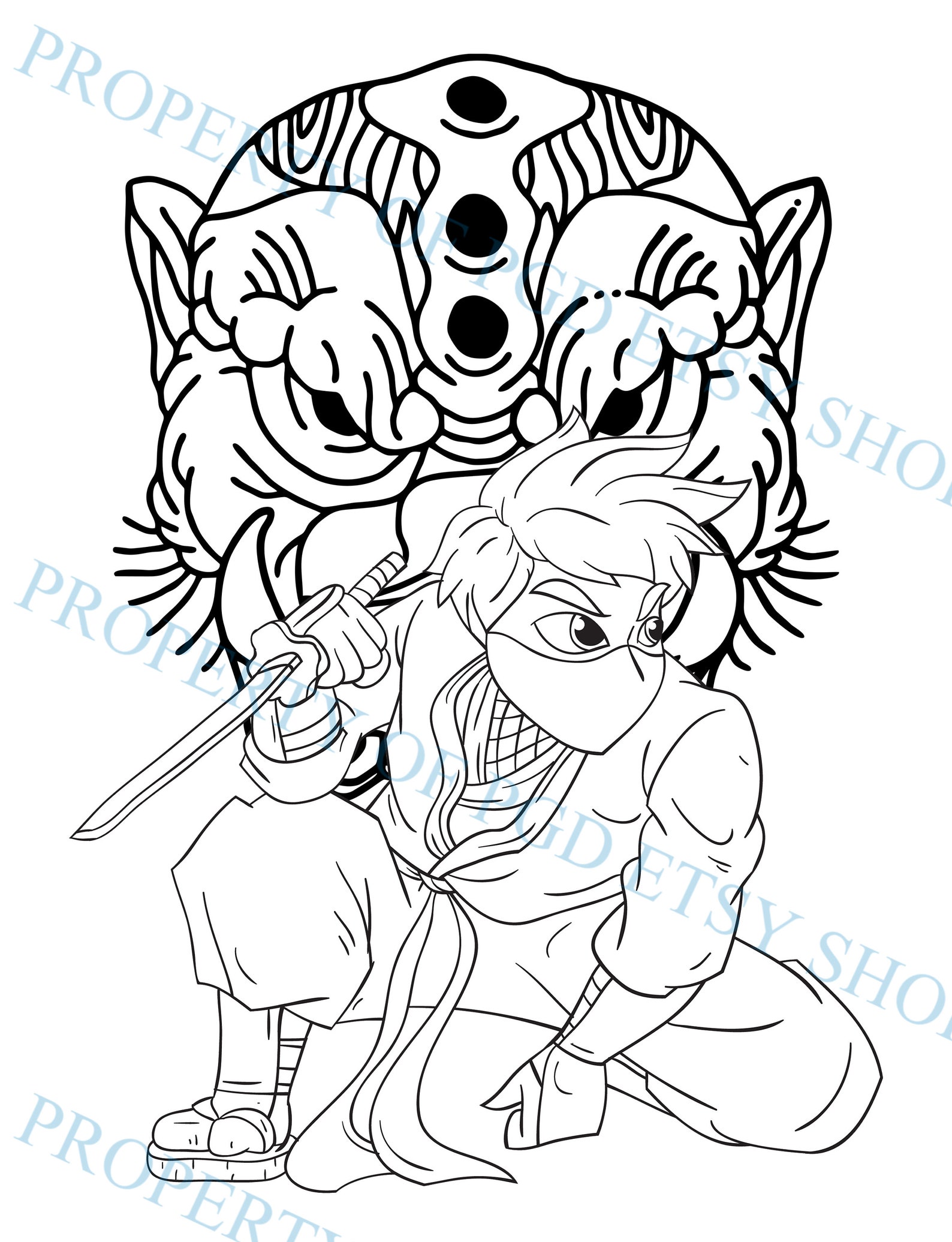 Ninja Japanese Warrior Coloring Book for Kids and Adults | Etsy