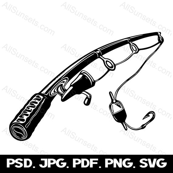 Fishing Rod SVG Reel Pole Bobber String Clipart, Fish, Fisherman