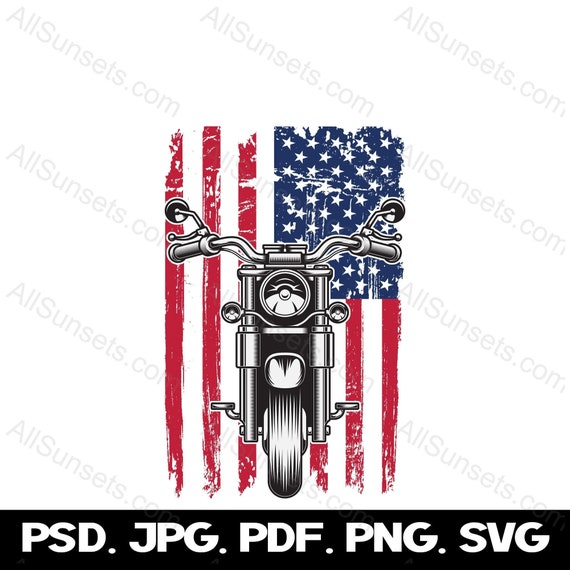 American Flag Motorcycle Svg Png Jpg Psd Pdf File Types Etsy UK