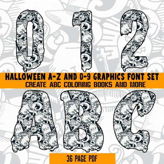 Download Halloween Kdp Alphabet Numbers Coloring Pages Sheets Pdf Abc Etsy