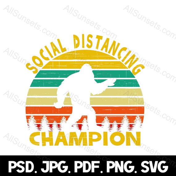 Social Distancing Champion - Vintage Sunset Bigfoot Yeti T-Shirt Social Distancing Champion - Vintage Sunset Bigfoot Yeti T-Shirt