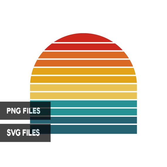 Download Retro Vintage Sunset Png And Svg Cut Files Clipart Sun 6 Color Etsy