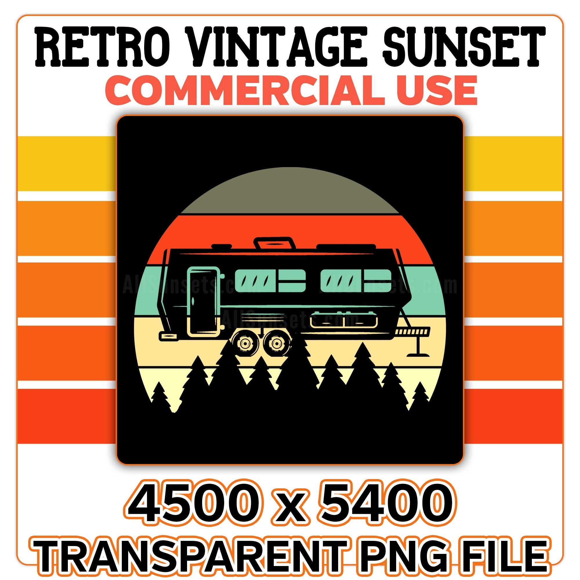 Download Camper Retro Vintage Sunset PNG and SVG Cut Files Camping | Etsy