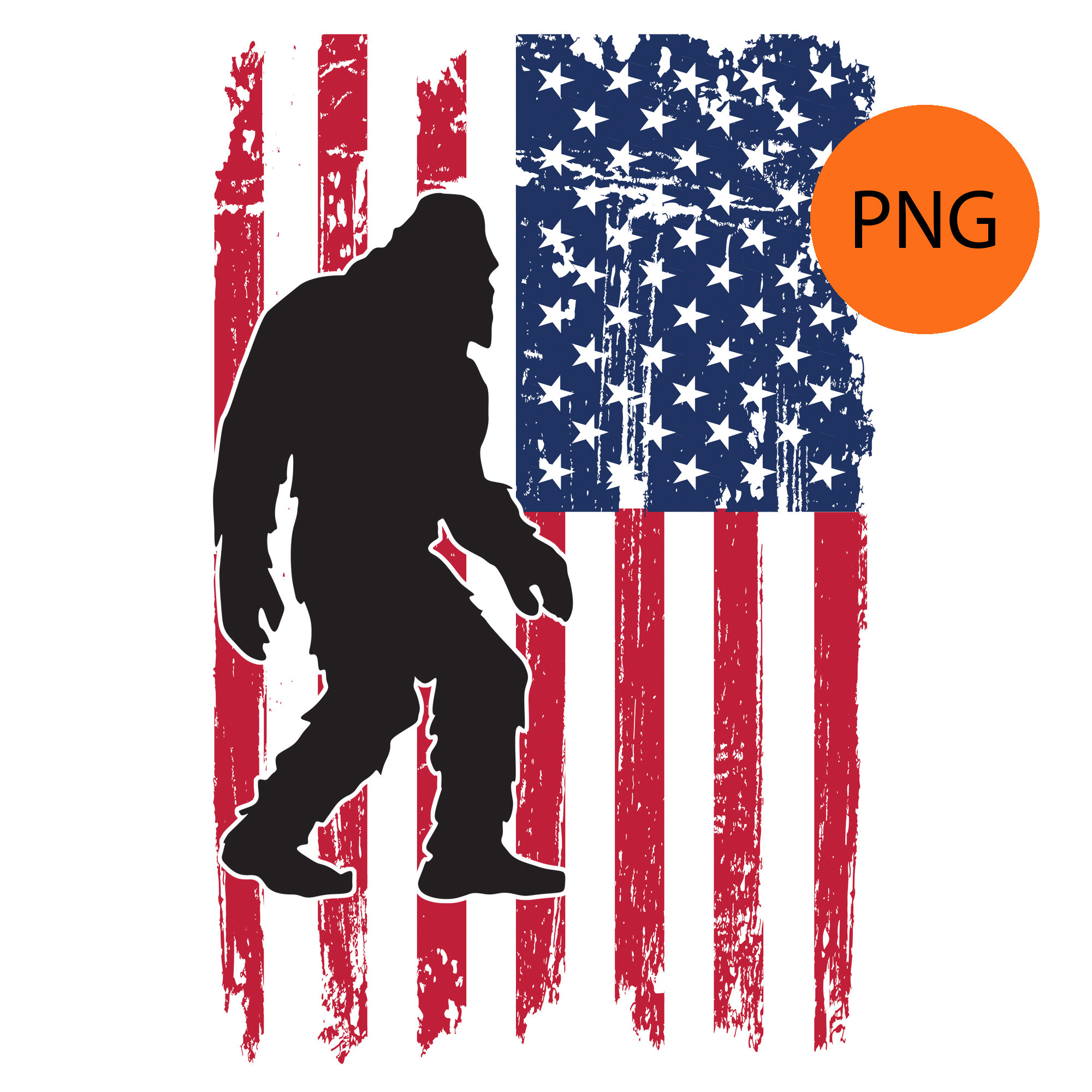 American Flag Bigfoot PNG Transparent Patriotic Sasquatch Yeti - Etsy