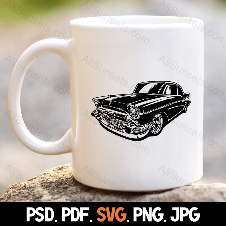 1950s Classic Car SVG Vintage 50s Vehicle Antique Automobile Clipart png psd jpg pdf Files Commercial Print On Demand Use
