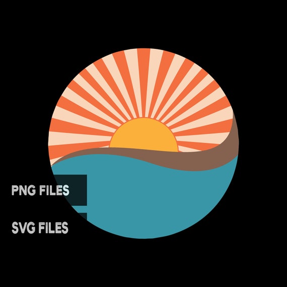 Download Retro Vintage Sunset Png And Svg Cut File Clipart Ocean Waves Etsy