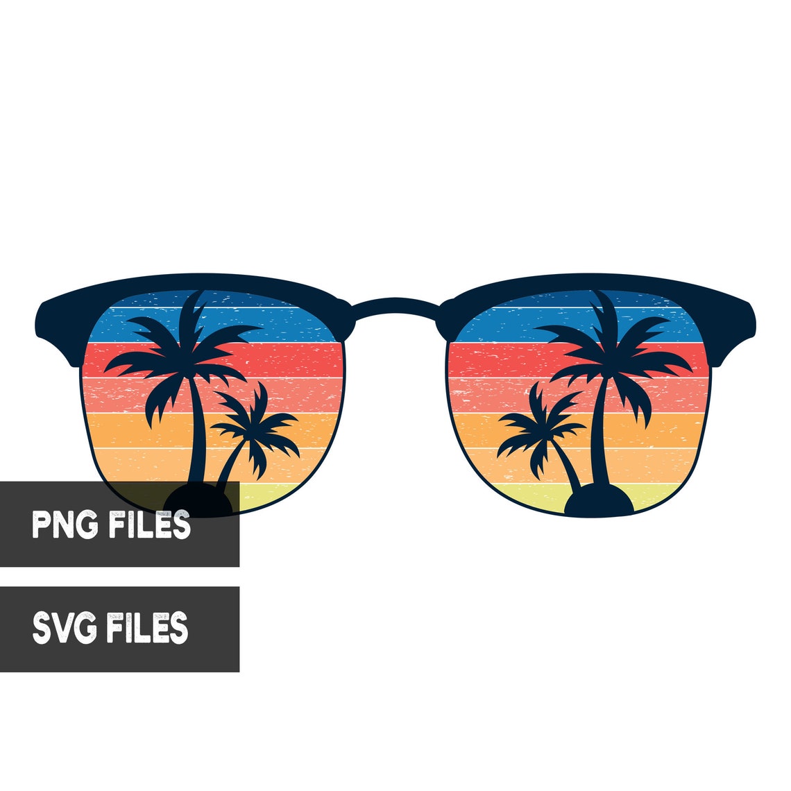 Sunglasses Retro Sunset Palm Trees PNG and SVG Cut Files | Etsy
