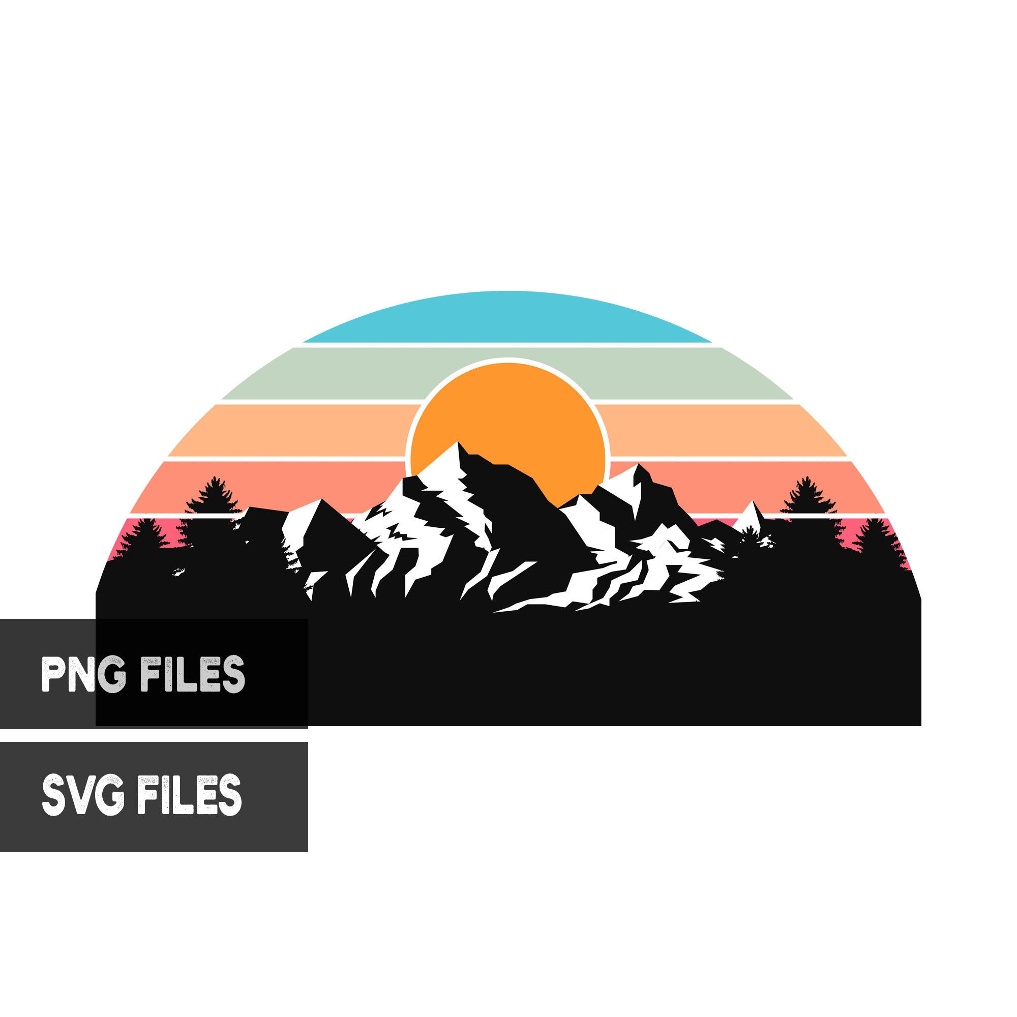 Download Mountain Retro Vintage Sunset Png And Svg Cut Files Clipart Etsy