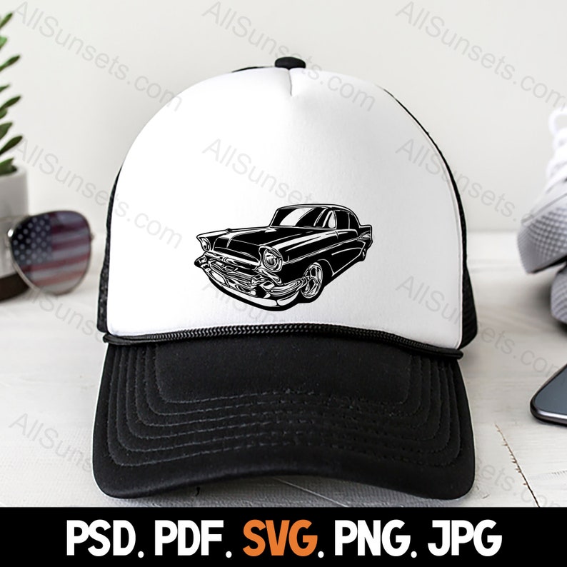 1950s Classic Car SVG Vintage 50s Vehicle Antique Automobile Clipart png psd jpg pdf Files Commercial Print On Demand Use