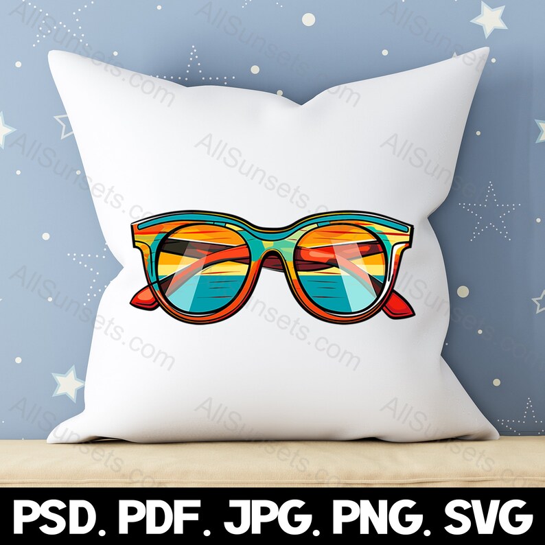 Retro Colored Beach Sunglasses Svg Png Jpg Pdf Psd File Types Clipart ...