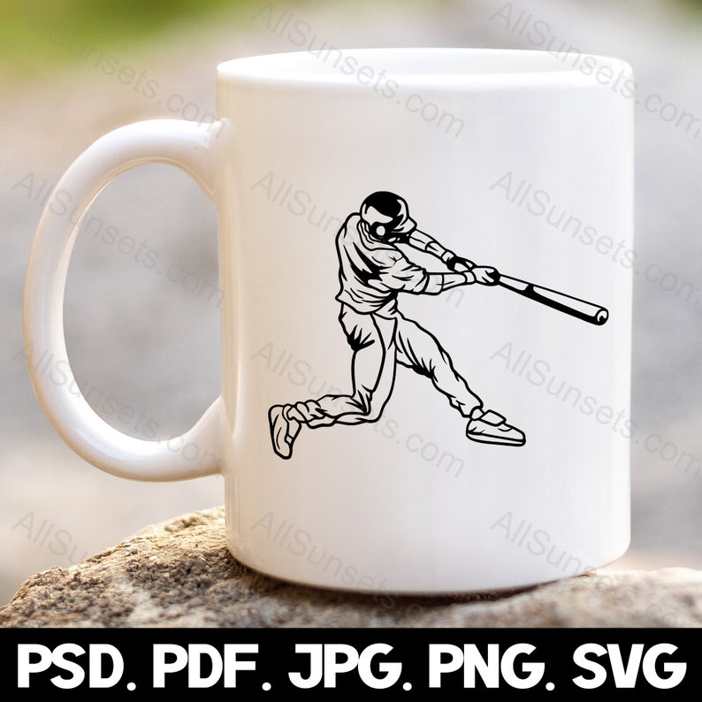 Baseball Player svg png jpg pdf psd File Types Male Batter Vector Silhouette Commercial Use Print On Demand Graphic Clipart