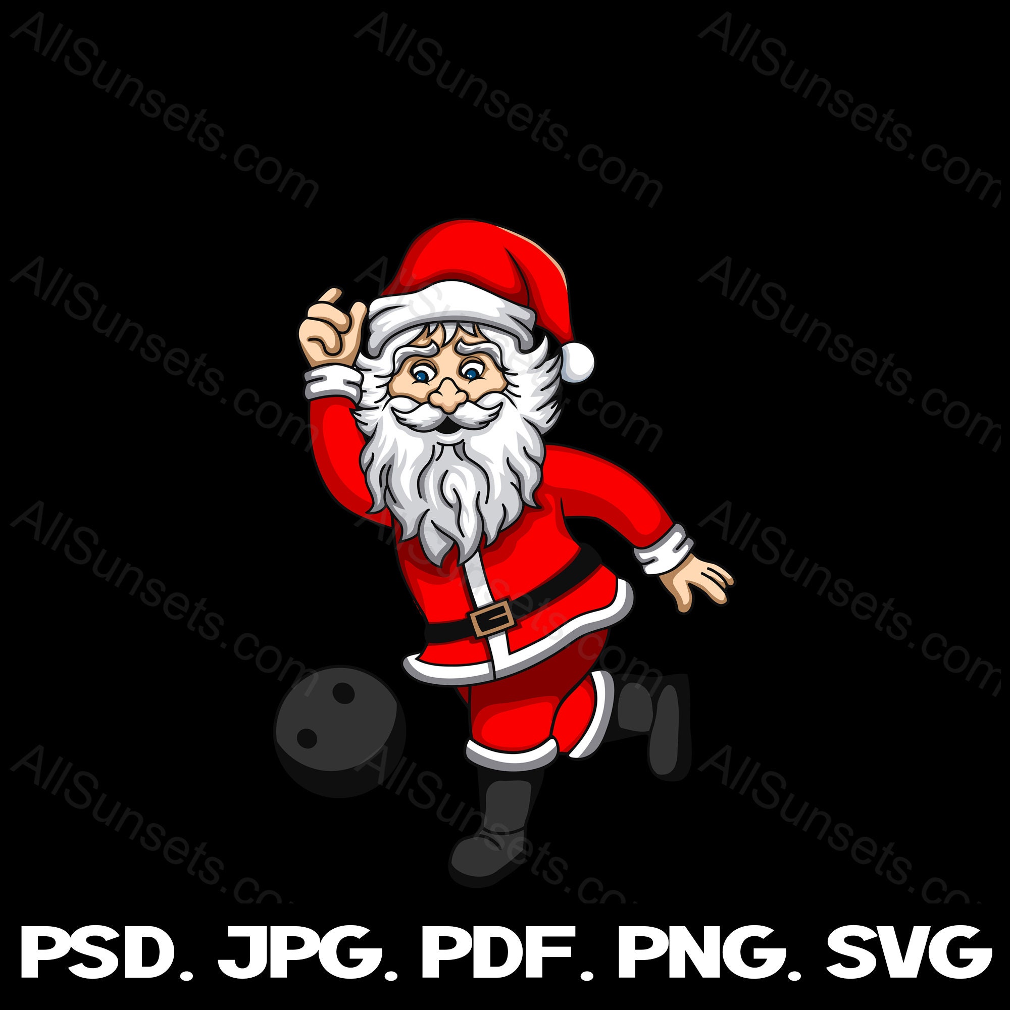 Santa Claus Bowling Svg Png Pdf Psd Jpg File Types Christmas St Nick ...