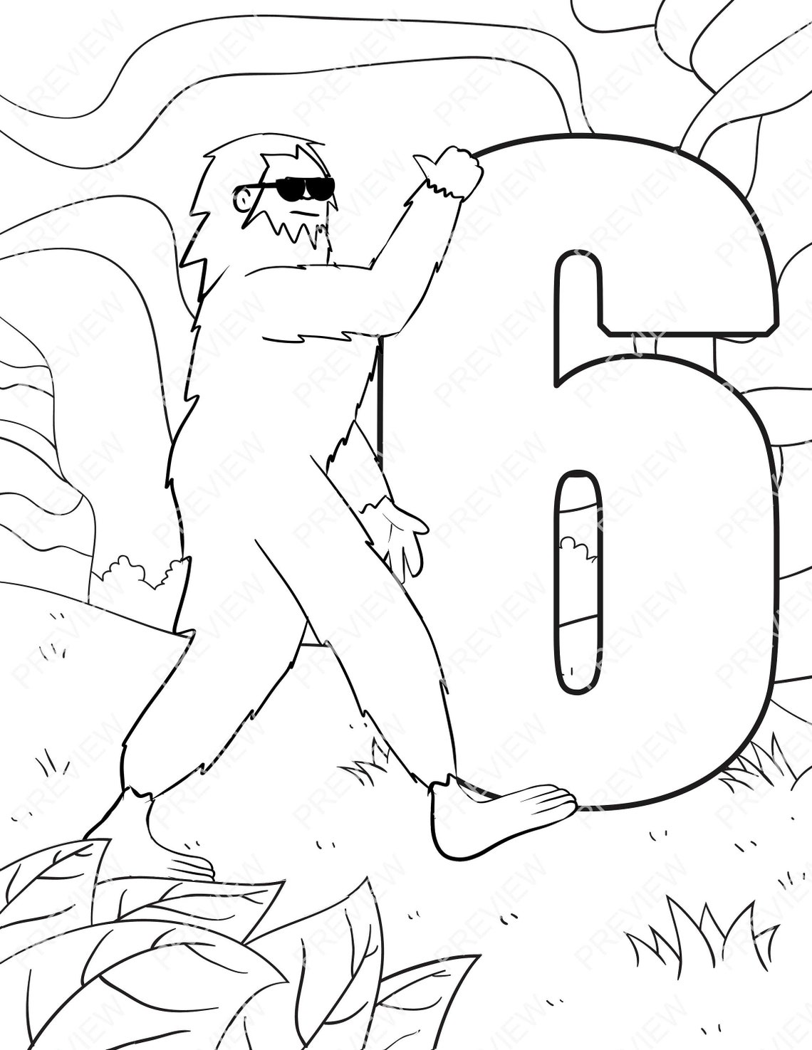 KDP Bigfoot 09 Numbers Coloring Pages Sheets PDF 10