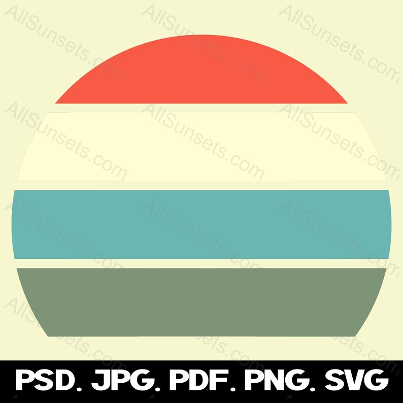 4 Color Retro Sunset Svg Png Jpg Pdf Psd File Types Clipart Palette ...