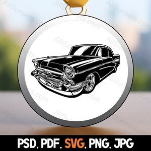 1950s Classic Car SVG Vintage 50s Vehicle Antique Automobile Clipart png psd jpg pdf Files Commercial Print On Demand Use