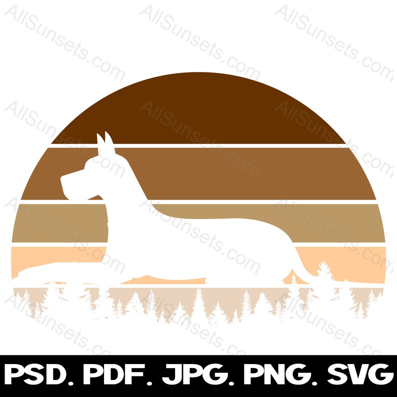 Dog Retro Vintage Sunset Svg Png Jpg Pdf Psd File Types Clipart Brown ...