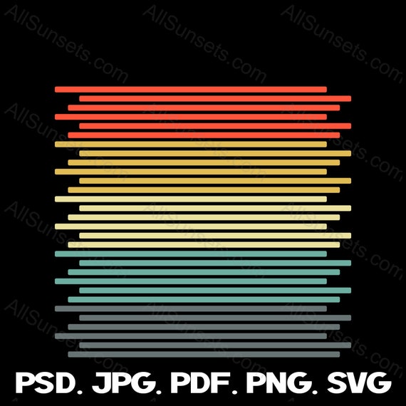 Retro Sunset Horizontal Bars svg png jpg psd pdf File Types Graphic Clipart Commercial Use or Print on Demand