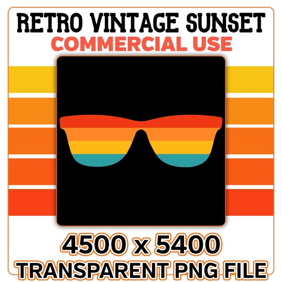 Sunglasses Retro Sunset PNG Clip Art Sun 4 Color Palette Beach | Etsy