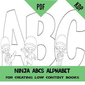 KDP ABC Alphabet Ninja Coloring Interior Pages Sheets PDF Letters Colouring Pages For Creating A to Z Coloring Books