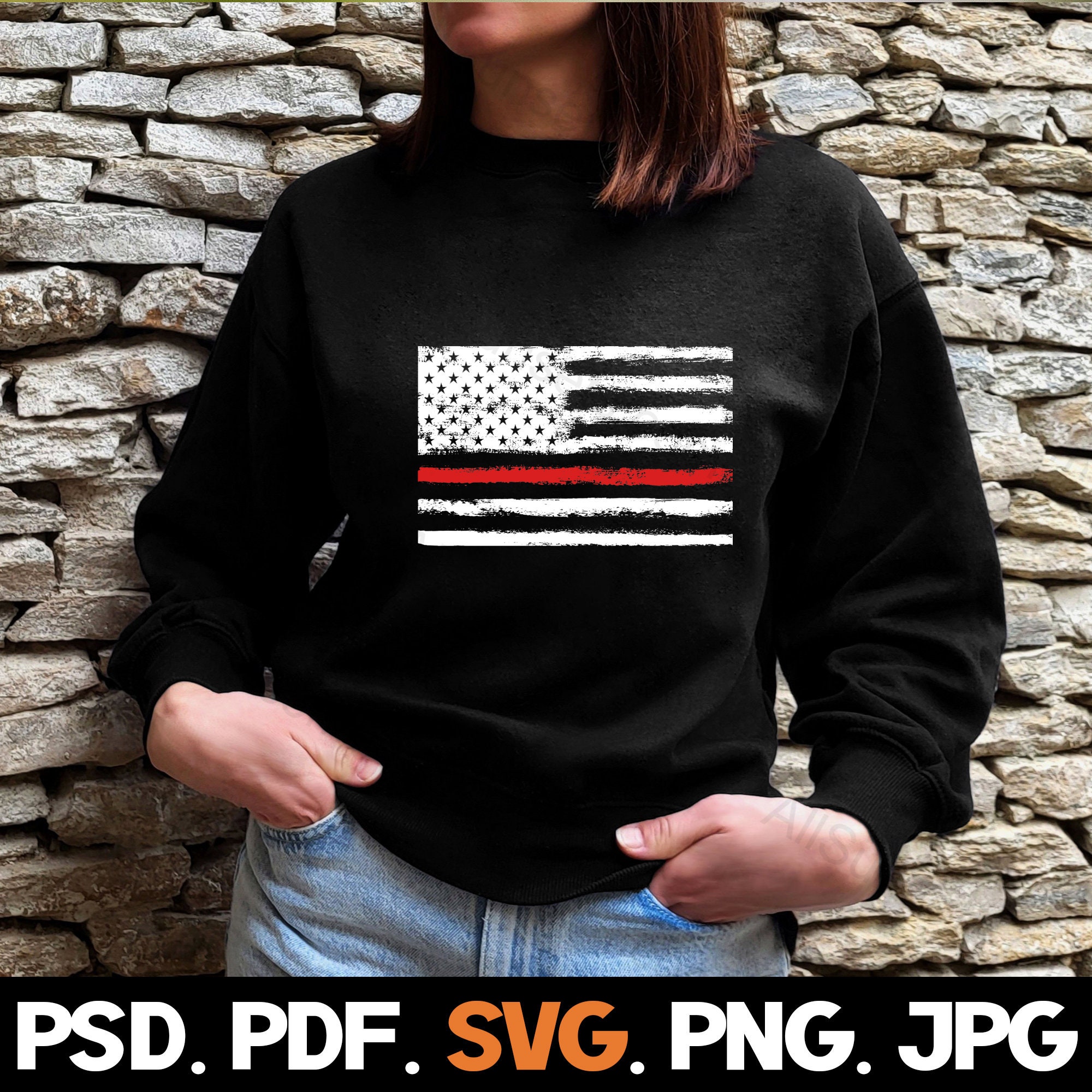 Thin Red Line USA Flagge – 90x150 Cm, Polyester, Feuerwehrunterstützend, Für Innen & Außen