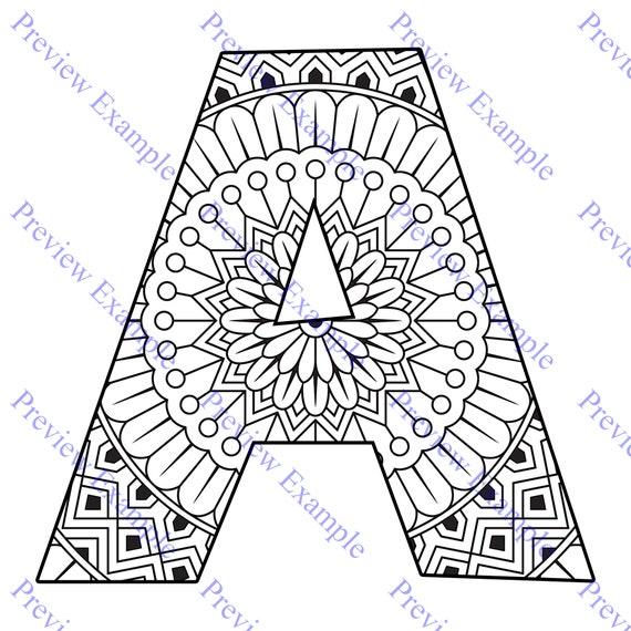 Download Kdp Alphabet Mandalas Coloring Pages Sheets Pdf Abc Letters Etsy