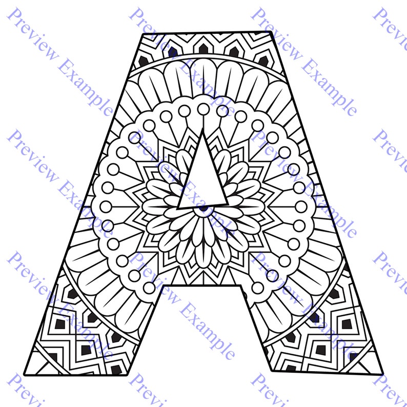 Download KDP Alphabet Mandalas Coloring Pages Sheets PDF ABC Letters | Etsy