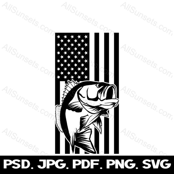 Bass Fishing American Flag Svg Png Jpg Psd Pdf File Types