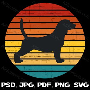 Beagle Dog Retro Vintage Sunset PNG Clip Art Commercial License Print ...