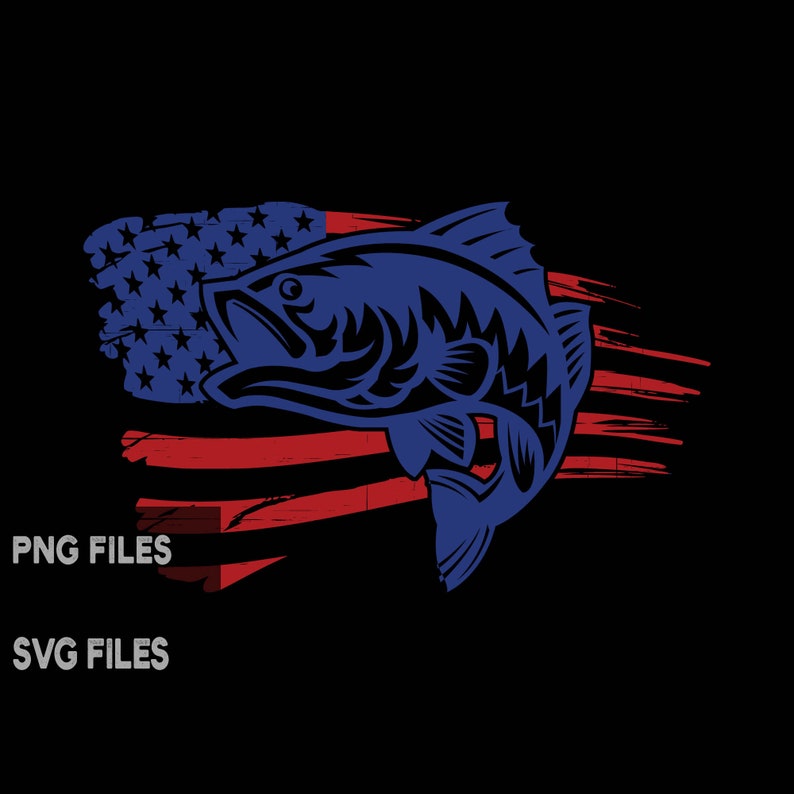 Bass Fishing American Flag Svg Png Psd Pdf Jpg File Types - Etsy