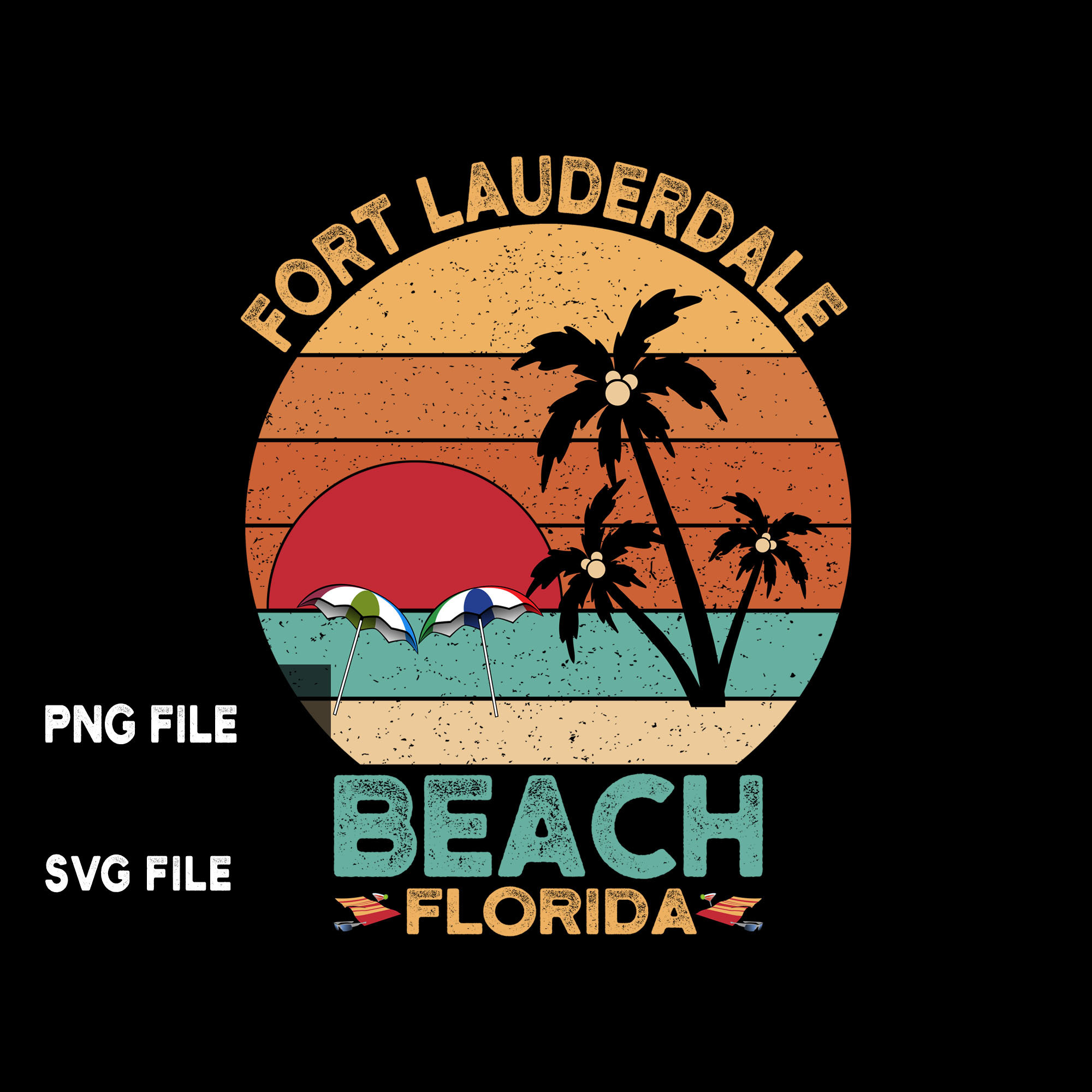 Fort Lauderdale Beach Florida Retro Vintage Sunset JPG PNG and Etsy