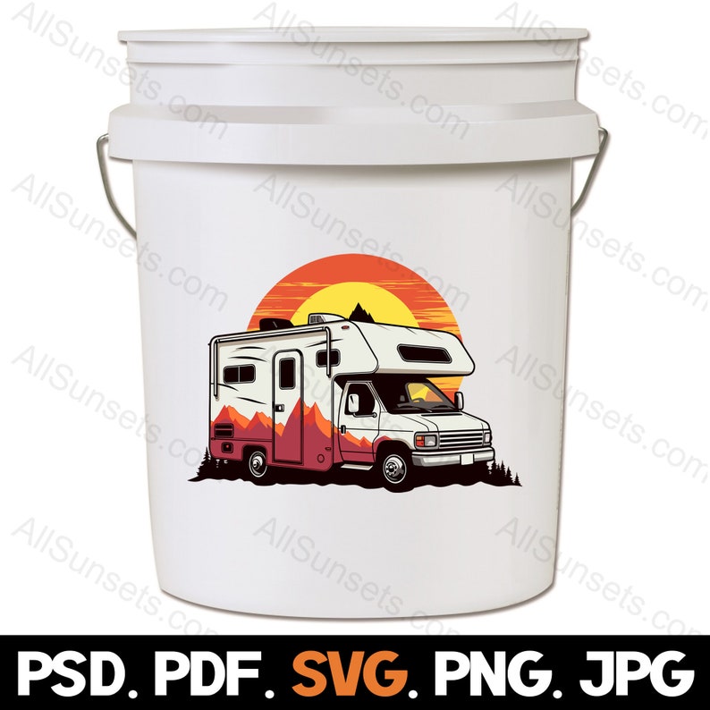 Class C Motorhome Retro Sunset Svg Png Psd Jpg Pdf File Types Small ...