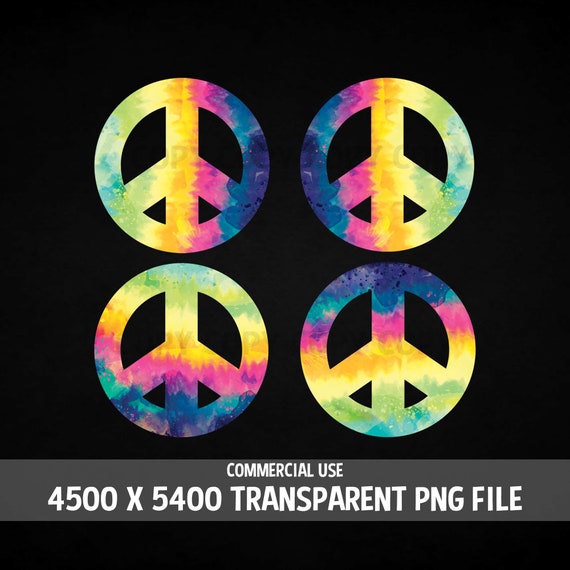Peace Symbol Tie Dye Peace Sign Rainbow 4 Pack PNG 70's - Etsy Sweden