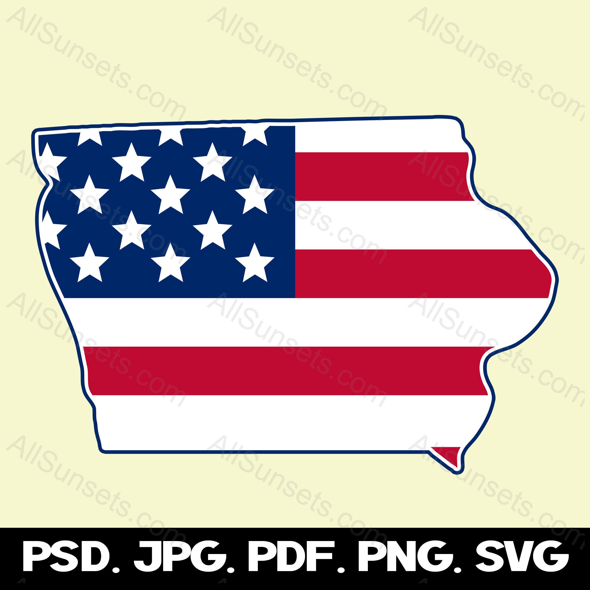 Red Iowa State Rectangular Shape Iowa State Shape American Flag Svg Png Jpg Pdf Psd File Types Patriotic ...