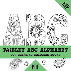 KDP Alphabet Paisley Coloring Pages Sheets PDF ABC Letters Colouring Pages For Creating A to Z Coloring Book